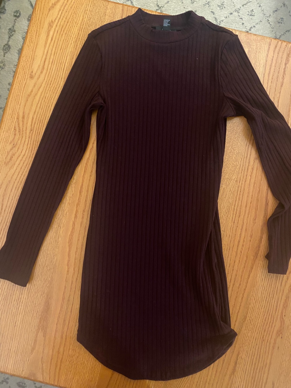Forever 21 Ribbed Long Sleeve Bodycon Dress - Deep Burgundy